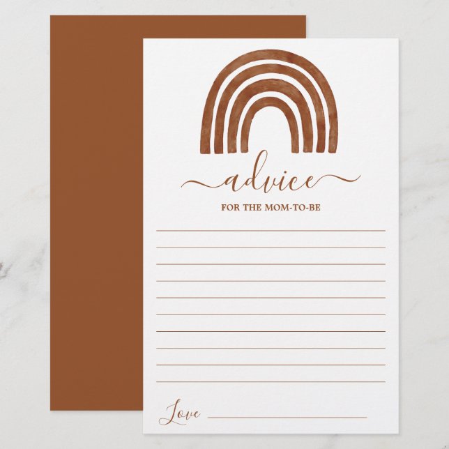 Terracotta Rainbow Advice for Mamma to be card (Fram/baksida)