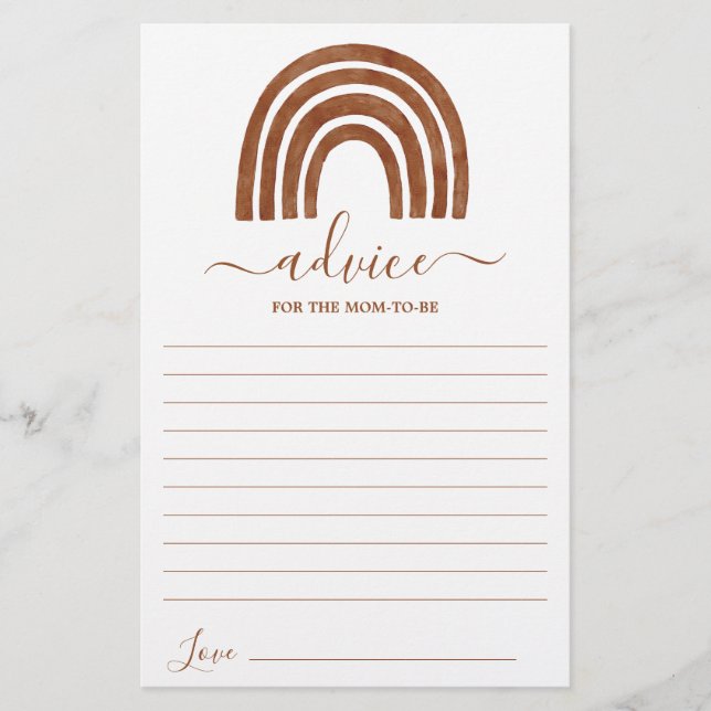 Terracotta Rainbow Advice for Mamma to be card (Framsida)