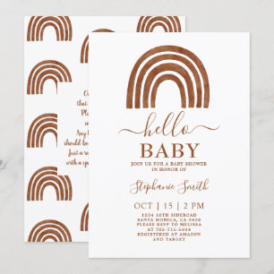 Terracotta Rainbow Baby Shower-inbjudan Inbjudningar