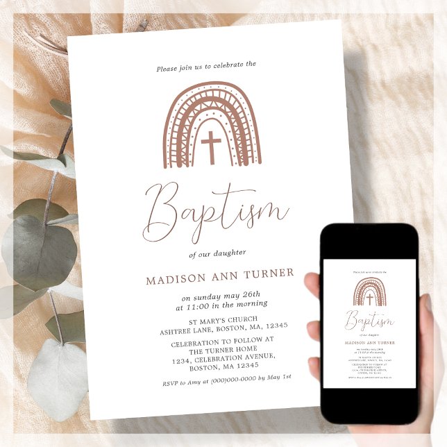 Terracotta Rainbow | Baptism-inbjudan Inbjudningar (Skapare uppladdad)