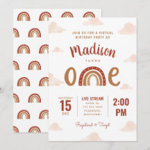 Terracotta Rainbow Boho Virtuella första födelseda