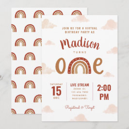 Terracotta Rainbow Boho Virtuella första födelseda Inbjudningar