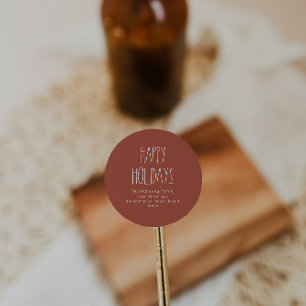 Terracotta Red Boho Glad helg kuvert Seals Runt Klistermärke