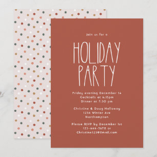 Terracotta Red Boho Polka Dot jul Party Inbjudningar