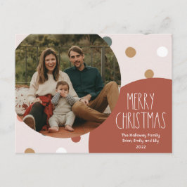 Terracotta Red Boho Polka jul ett foto Helg Vykort