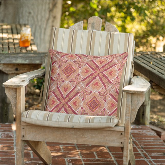 Terracotta Red Brown Rust Orange Tribal Art Kudde (Stol)