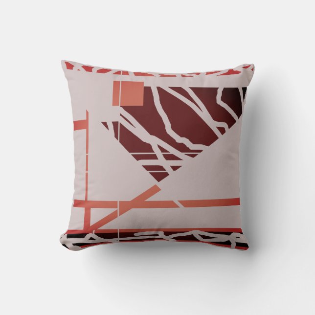 Terracotta Red Brown Warm Gray Diagonal Art Design Kudde (Framsida)