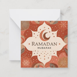 Terracotta Red Craft Ramadan Mubarak Anteckningskort