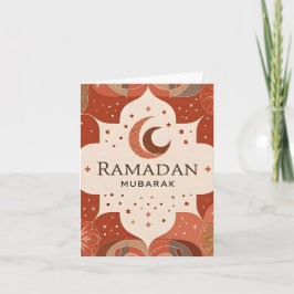 Terracotta Red Craft Ramadan Mubarak Anteckningskort
