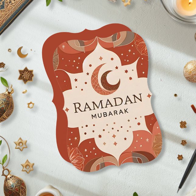 Terracotta Red Craft Ramadan Mubarak Inbjudningar (Ramadan Mubarak Card with Ramadan Decoration )
