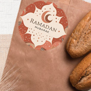Terracotta Red Craft Ramadan Mubarak Runt Klistermärke