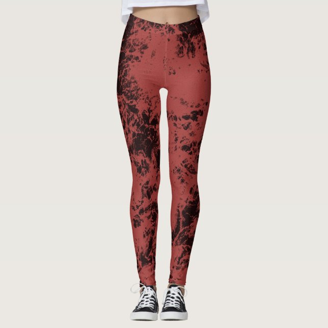 Terracotta red marble struktur leggings (Framsida)