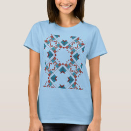 Terracotta Red Teal Blue Crisscross Mediterranean T Shirt