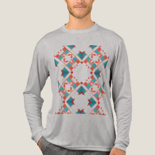 Terracotta Red Teal Blue Crisscross Mediterranean T Shirt