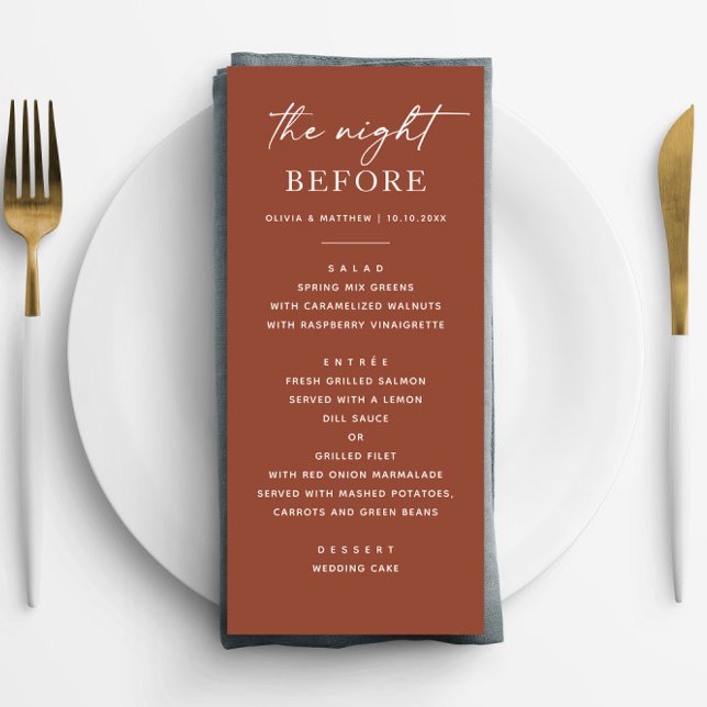 Terracotta Rehearsal Dinner | Fallnatt före Meny (Skapare uppladdad)