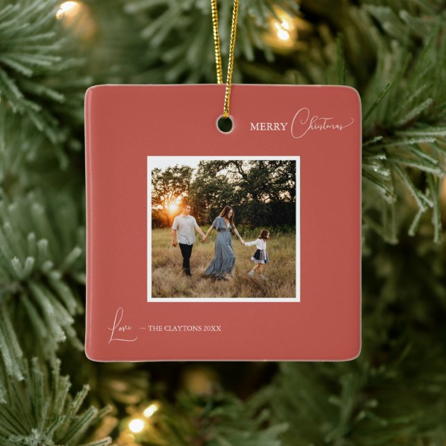 Terracotta Retro Boho Minimalist Fotojul Julgransprydnad Keramik (Träd)