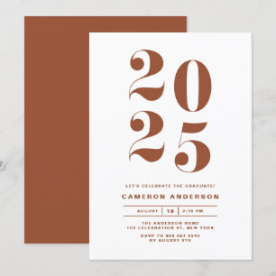 Terracotta Retro Bold Typography 2025 Studenten Inbjudningar