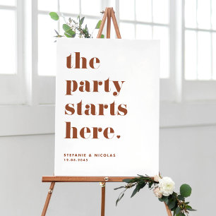 Terracotta Retro fet Party börjar här Poster