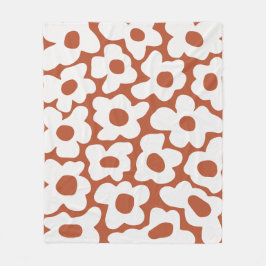 Terracotta Retro Groovy Baby Flowers Mönster Fleecefilt