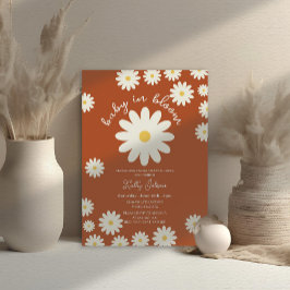 Terracotta Retro Groovy Baby i Bloom Shower Inbjudningar