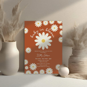 Terracotta Retro Groovy Baby i Bloom Shower Inbjudningar
