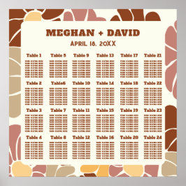 Terracotta Retro Groovy Boho Bröllop Seating Poster