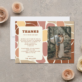 Terracotta Retro Groovy Boho Chic Blommigt Bröllop Tack Kort