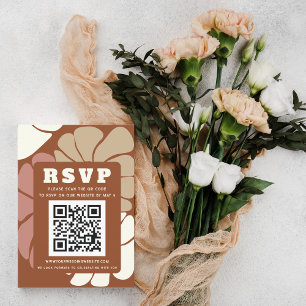 Terracotta Retro Groovy Boho Chic QR CODE OSA Kort