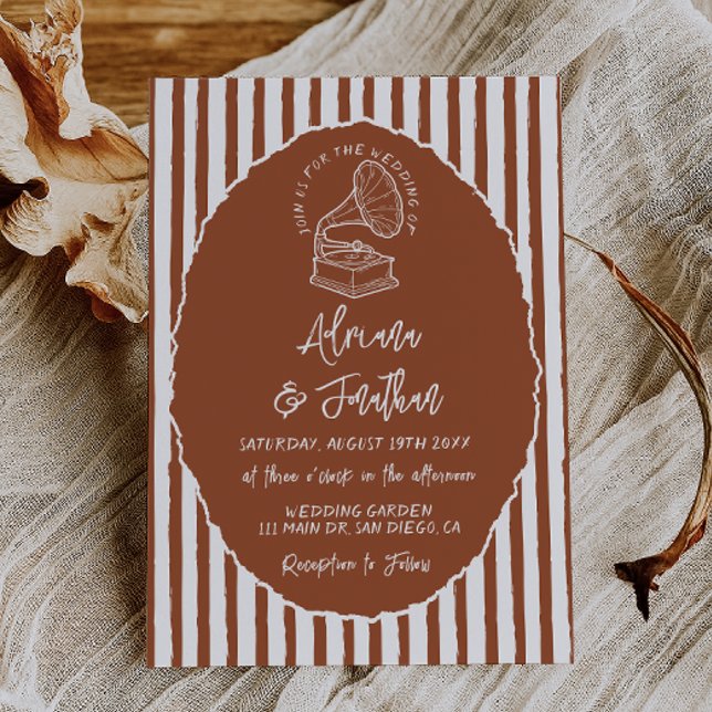 Terracotta Retro Hand Painted Wedding Inbjudningar (Skapare uppladdad)