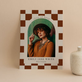 Terracotta Retro kontrollerade Arch Photo Studente Inbjudningar