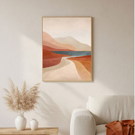 Terracotta River Abstract Wall Art for Living Room Poster