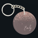 Terracotta Ro Guld  Rosa Glitter Monogram<br><div class="desc">Terracotta och Ro Guld -  Rosa Gnistra Glitter Script Monogram Namn Keychain. Det gör perfekten söt 16-årsjubileum,  bröllop,  möhippa,  årsdag,  babydusch eller bachelorette-fest för någon som glam lyxen och chic stilar i kärlek.</div>