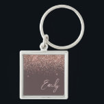 Terracotta Ro Guld  Rosa Glitter Monogram Fyrkantig Silverfärgad Nyckelring<br><div class="desc">Terracotta och Ro Guld -  Rosa Gnistra Glitter Script Monogram Namn nyckelringar (Nyckelring). Det gör perfekten söt 16-årsjubileum,  bröllop,  möhippa,  årsdag,  babydusch eller bachelorette-fest för någon som glam lyxen och chic stilar i kärlek.</div>