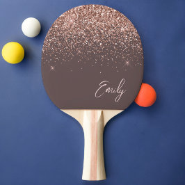 Terracotta Ro Guld Rosa Glitter Monogram Pingisracket