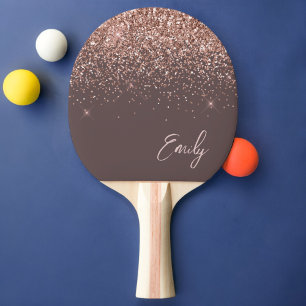 Terracotta Ro Guld Rosa Glitter Monogram Pingisracket