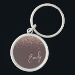 Terracotta Ro Guld  Rosa Glitter Monogram Rund Silverfärgad Nyckelring<br><div class="desc">Terracotta och Ro Guld -  Rosa Gnistra Glitter Script Monogram Namn nyckelringar (Nyckelring). Det gör perfekten söt 16-årsjubileum,  bröllop,  möhippa,  årsdag,  babydusch eller bachelorette-fest för någon som glam lyxen och chic stilar i kärlek.</div>