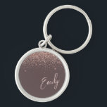 Terracotta Ro Guld  Rosa Glitter Monogram Rund Silverfärgad Nyckelring<br><div class="desc">Terracotta och Ro Guld -  Rosa Gnistra Glitter Script Monogram Namn nyckelringar (Nyckelring). Det gör perfekten söt 16-årsjubileum,  bröllop,  möhippa,  årsdag,  babydusch eller bachelorette-fest för någon som glam lyxen och chic stilar i kärlek.</div>