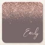 Terracotta Ro Guld  Rosa Glitter Monogram Underlägg Papper Kvadrat<br><div class="desc">Terracotta Gnistra Glitter Script Monogram Namn Pappra Underlägg. Det gör perfekt studenten,  födelsedag,  bröllop,  möhippa,  årsdag,  babydusch eller bachelorette-fest till någon som glam lyx och chic stilar.</div>