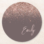 Terracotta Ro Guld  Rosa Glitter Monogram Underlägg Papper Rund<br><div class="desc">Terracotta och Ro Guld -  Rosa Gnistra Glitter Skriver Monogram Namn Pappra Underlägg. Det gör perfekt studenten,  födelsedag,  bröllop,  möhippa,  årsdag,  babydusch eller bachelorette-fest till någon som glam lyx och chic stilar.</div>