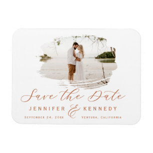 Terracotta Romantic Brushed Photo Spara datumet Magnet