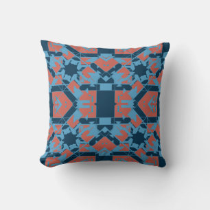 Terracotta Rosa Blue Navy Stached Glass Blommigt A Kudde