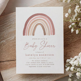 Terracotta Rosa Boho Rainbow Baby Shower Inbjudningar