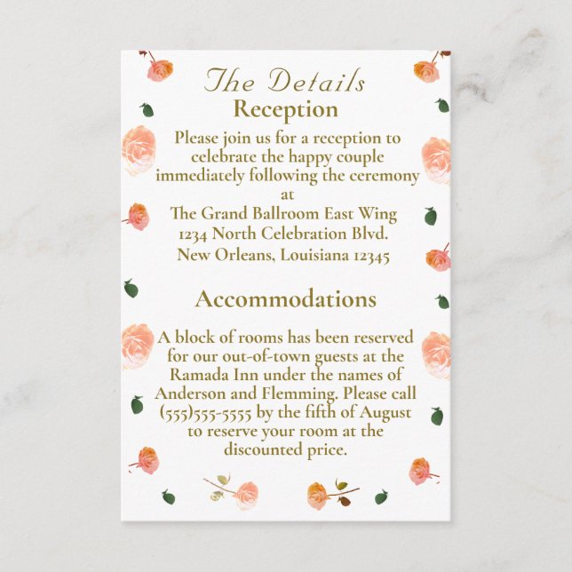 Terracotta Rose Catholic Wedding Enclosure Card Tilläggskort (Framsida)