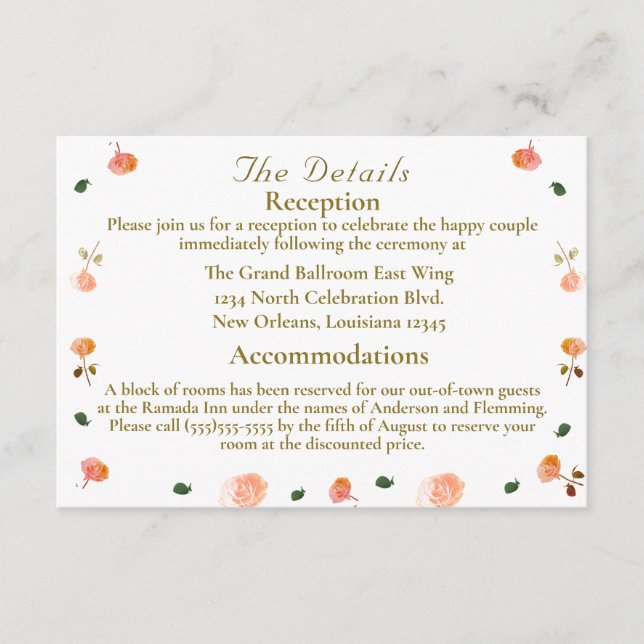 Terracotta Rose Catholic Wedding Enclosure Card Tilläggskort (Framsida)
