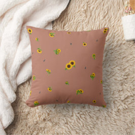 Terracotta Rose Japanese Sunflower Floral Pattern Kudde