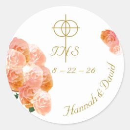 Terracotta Rose Katolsk Vigsel Runt Klistermärke