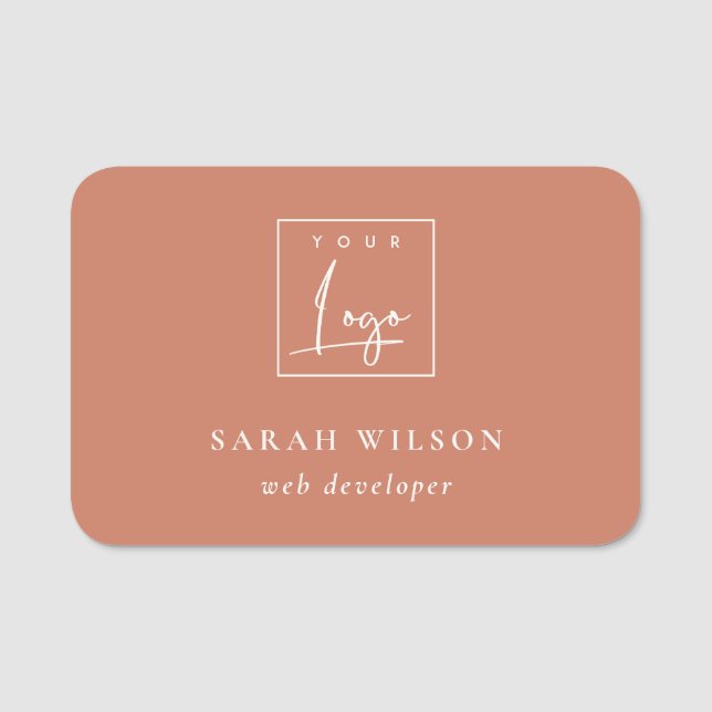 Terracotta Rust Anpassningsbar Promotive Business  Namnbricka (Framsida)