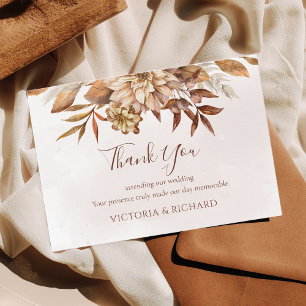 Terracotta Rust Blommigt Boho Fall Wedding Tack Kort