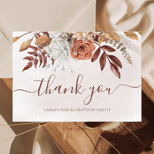 Terracotta Rust Blommigt Boho Fall Wedding Tack Kort