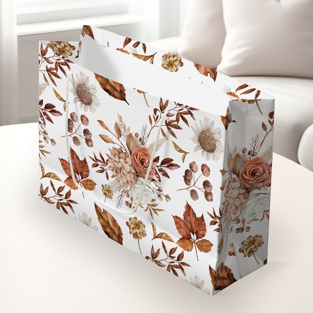 Terracotta Rust Boho Blommigt Fall Foliage (Skapare uppladdad)
